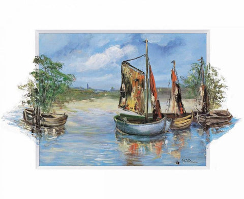Sailing boats White Modern Wood Framed Art Print with Double Matting by Schottler, Katharina