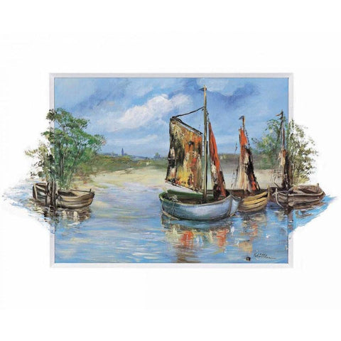Sailing boats White Modern Wood Framed Art Print by Schottler, Katharina