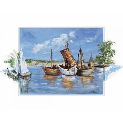Peaceful scene White Modern Wood Framed Art Print by Schottler, Katharina