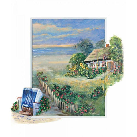 Path to the beach White Modern Wood Framed Art Print by Schottler, Katharina
