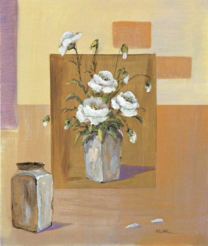 Say it with flowers I White Modern Wood Framed Art Print with Double Matting by Schottler, Katharina