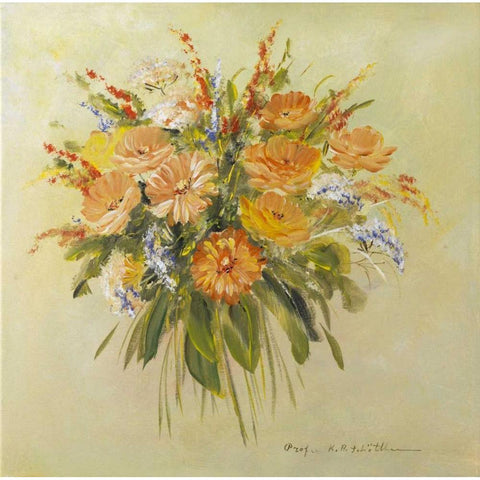 Tradition bouqet III White Modern Wood Framed Art Print by Schottler, Katharina