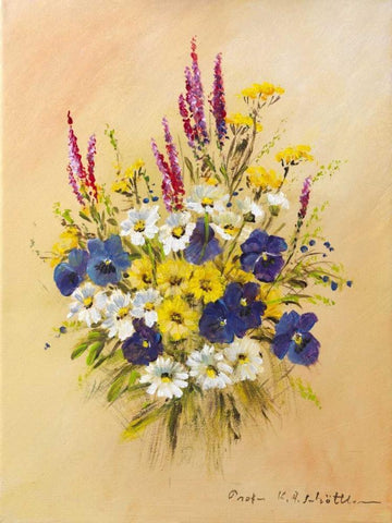 Roadside bouquet II Black Ornate Wood Framed Art Print with Double Matting by Schottler, Katharina