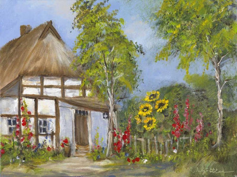 Old farmershouse I Black Ornate Wood Framed Art Print with Double Matting by Schottler, Katharina