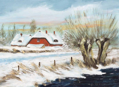Winter I White Modern Wood Framed Art Print with Double Matting by Schottler, Katharina