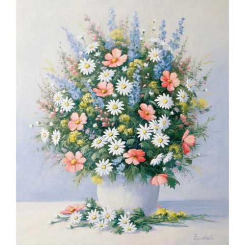 Bouquet in pink White Modern Wood Framed Art Print by Motz, Peter
