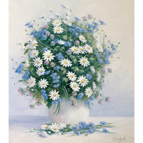 Bouquet in blue White Modern Wood Framed Art Print by Motz, Peter