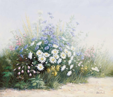 Flower serenade White Modern Wood Framed Art Print with Double Matting by Motz, Peter