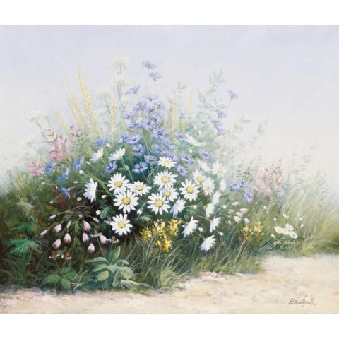Flower serenade White Modern Wood Framed Art Print by Motz, Peter