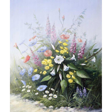 Floral symphony White Modern Wood Framed Art Print by Motz, Peter