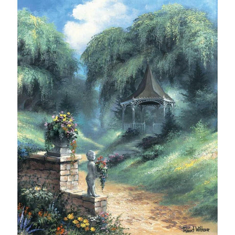 Backgarden II Gold Ornate Wood Framed Art Print with Double Matting by Withaar, Reint