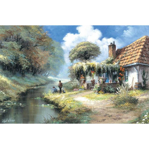 Fishing men White Modern Wood Framed Art Print by Withaar, Reint