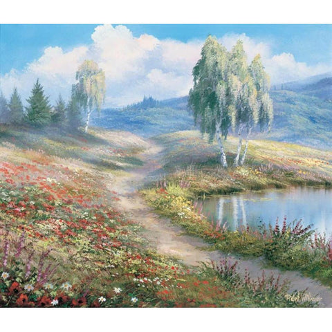 The lake White Modern Wood Framed Art Print by Withaar, Reint