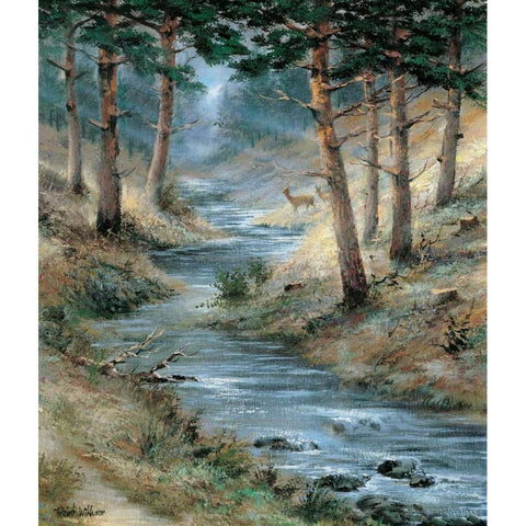 Deep in the forest White Modern Wood Framed Art Print by Withaar, Reint