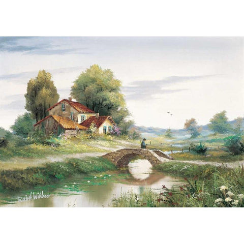 The bridge White Modern Wood Framed Art Print by Withaar, Reint