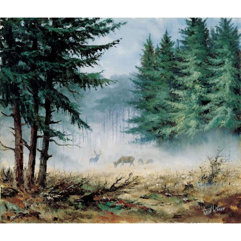 Morning in mist White Modern Wood Framed Art Print by Withaar, Reint