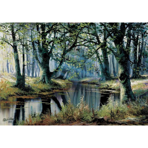 Tranquillity by the trees White Modern Wood Framed Art Print by Withaar, Reint
