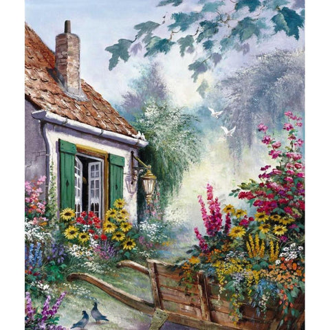 The blossomming barrow White Modern Wood Framed Art Print by Withaar, Reint
