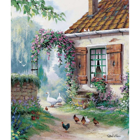 The farmers courtyard White Modern Wood Framed Art Print by Withaar, Reint