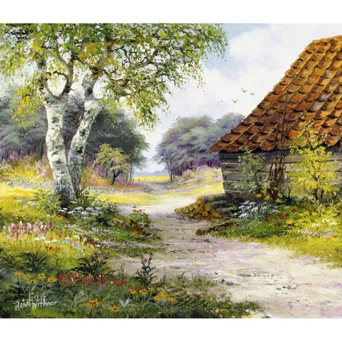 Path White Modern Wood Framed Art Print by Withaar, Reint