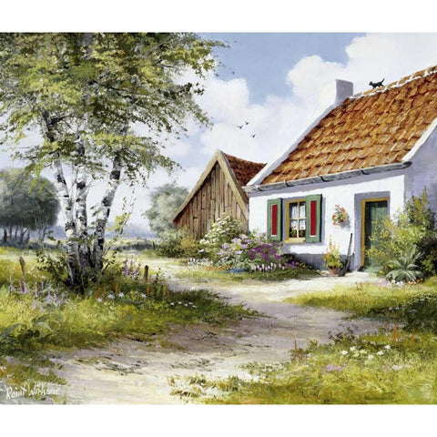 Sommer White Modern Wood Framed Art Print by Withaar, Reint
