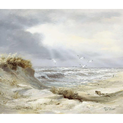 Skyfall White Modern Wood Framed Art Print by Withaar, Reint