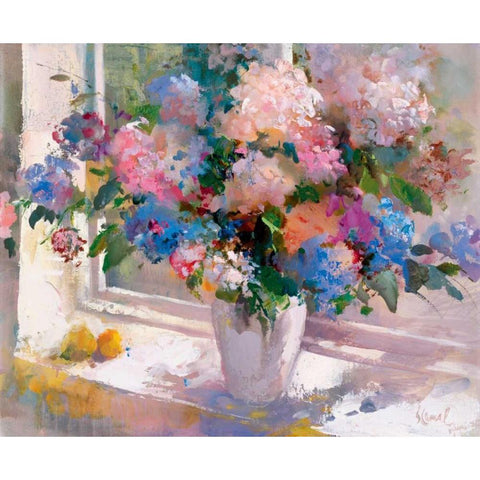 Hydrangea Black Modern Wood Framed Art Print with Double Matting by Camel, Stefanie