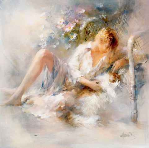 Gentle White Modern Wood Framed Art Print with Double Matting by Haenraets, Willem