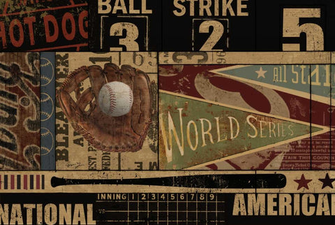 VINTAGE BALL PARK Black Modern Wood Framed Art Print by Yang, Eric