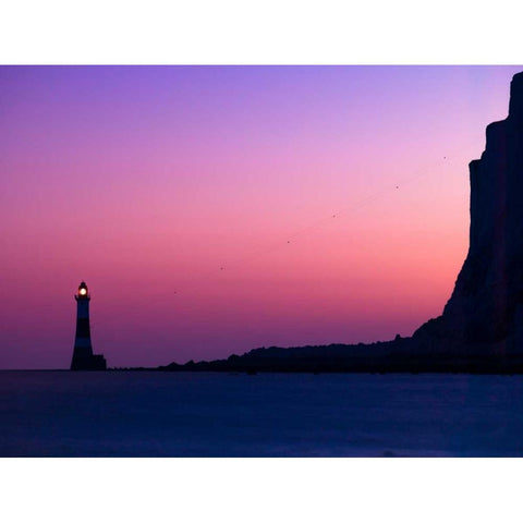 Lighthouse at dusk, Beachy Head, UK Black Modern Wood Framed Art Print by Frank, Assaf