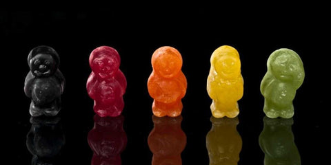 Jelly babies sweets in a row Black Ornate Wood Framed Art Print with Double Matting by Frank, Assaf