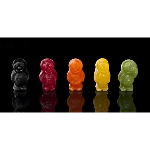 Jelly babies sweets in a row Black Modern Wood Framed Art Print by Frank, Assaf
