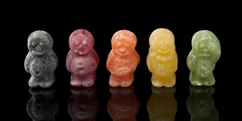 Jelly babies sweets in a row White Modern Wood Framed Art Print with Double Matting by Frank, Assaf