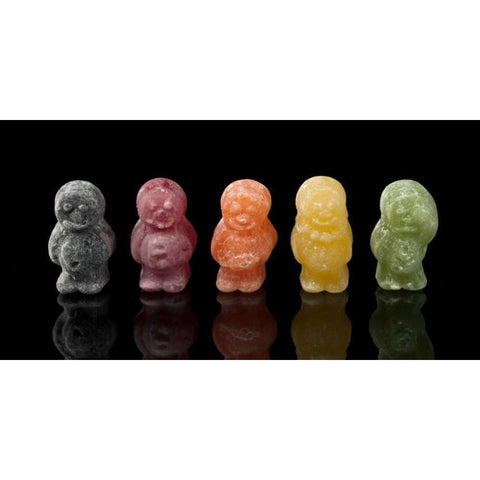 Jelly babies sweets in a row Black Modern Wood Framed Art Print by Frank, Assaf