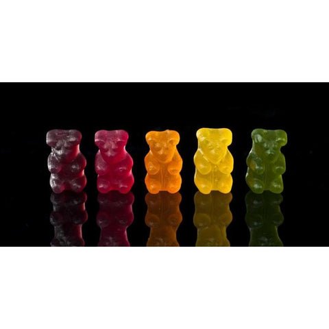 Gummy bears sweets in a row Black Modern Wood Framed Art Print by Frank, Assaf