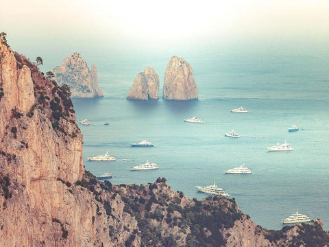 Faraglioni Cliffs-Capri,Italy Black Ornate Wood Framed Art Print with Double Matting by Frank, Assaf