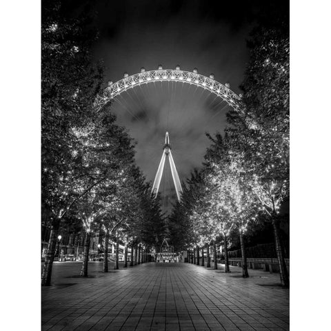 London Eye at night Black Modern Wood Framed Art Print by Frank, Assaf