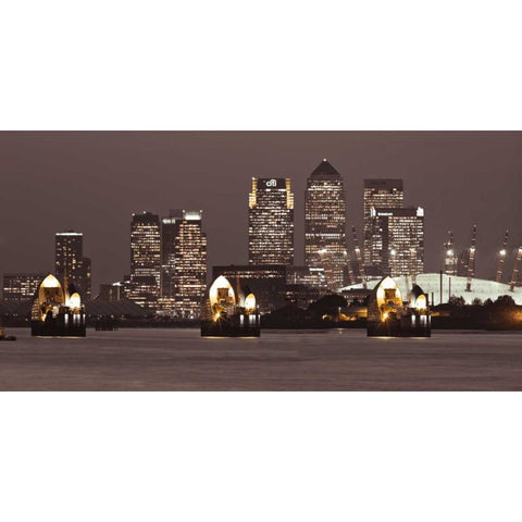 Canary Wharf skyline Black Modern Wood Framed Art Print by Frank, Assaf