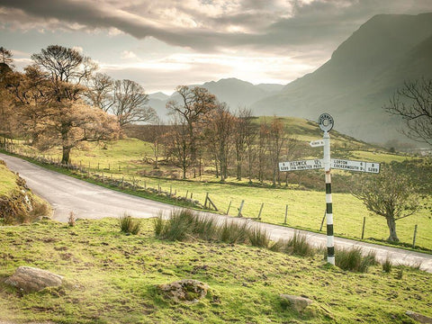 Country road-Lake district Black Ornate Wood Framed Art Print with Double Matting by Frank, Assaf