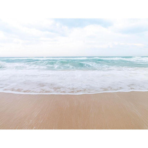Calm beach White Modern Wood Framed Art Print by Frank, Assaf