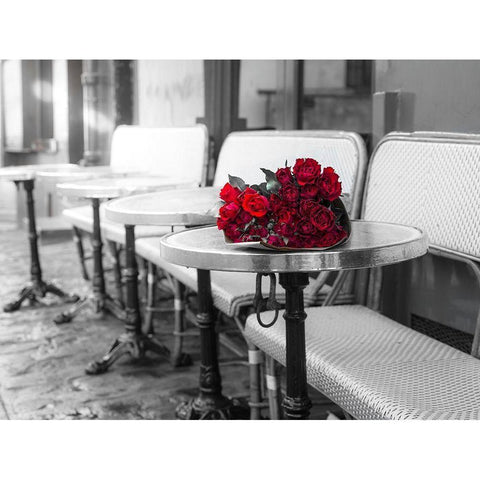 Bunch of flowers on cafe table Black Modern Wood Framed Art Print with Double Matting by Frank, Assaf