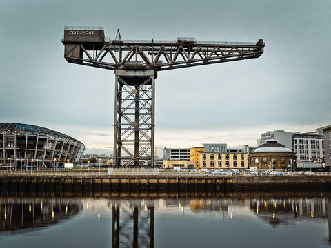 Finnieston crane on River Clyde, Glasgow, FTBR-1889 Black Ornate Wood Framed Art Print with Double Matting by Frank, Assaf
