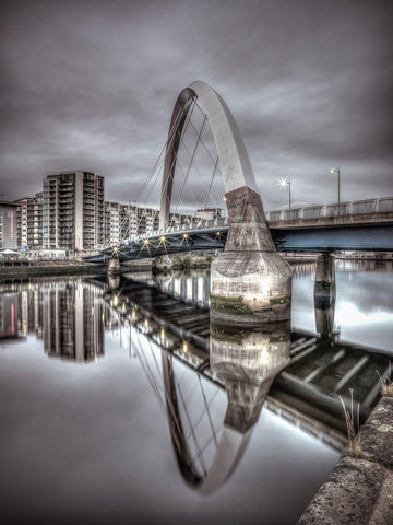Clyde Arc bridge over river, Glasgow Black Ornate Wood Framed Art Print with Double Matting by Frank, Assaf