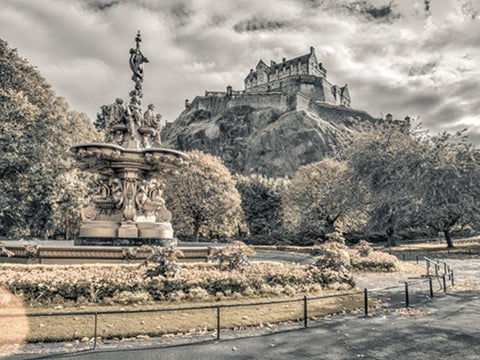 Edinburgh Castle, FTBR-1862 Black Ornate Wood Framed Art Print with Double Matting by Frank, Assaf