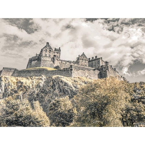 Edinburgh Castle, FTBR-1863 Black Modern Wood Framed Art Print with Double Matting by Frank, Assaf