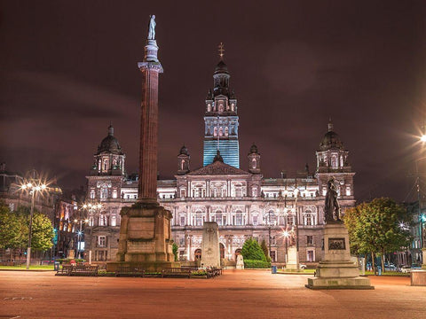 The Cenotaph War Memorial In Front Of The City Chambers In George Square-Glasgow Black Ornate Wood Framed Art Print with Double Matting by Frank, Assaf