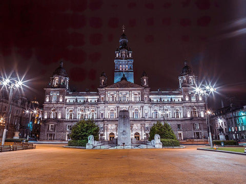 The Cenotaph War Memorial In Front Of The City Chambers In George Square-Glasgow Black Ornate Wood Framed Art Print with Double Matting by Frank, Assaf