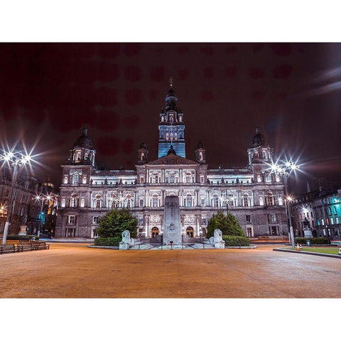 The Cenotaph War Memorial In Front Of The City Chambers In George Square-Glasgow Black Modern Wood Framed Art Print by Frank, Assaf