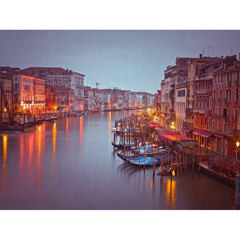 The Grand canal at dusk, Venice, Italy, FTBR-1894 Black Modern Wood Framed Art Print by Frank, Assaf