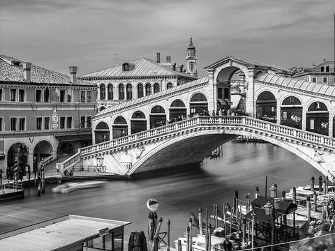 Famous Rialto bridge, Venice, Italy, FTBR-1895 Black Ornate Wood Framed Art Print with Double Matting by Frank, Assaf